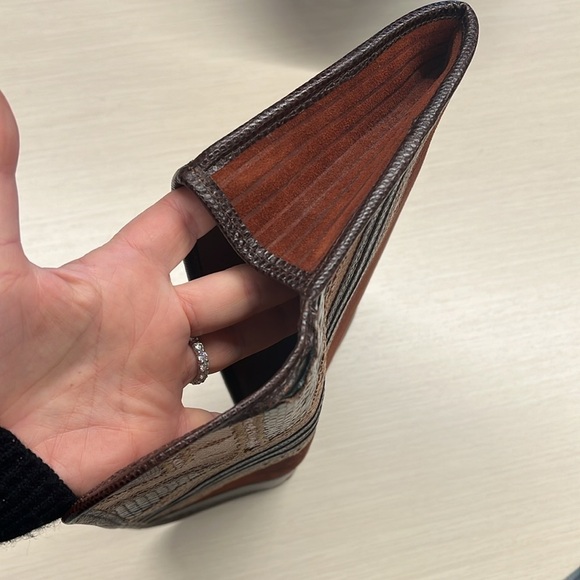 Carlos Falchi Lizard Crocodile Suede Leather Envelope Snap Clutch Bag - Picture 6 of 6